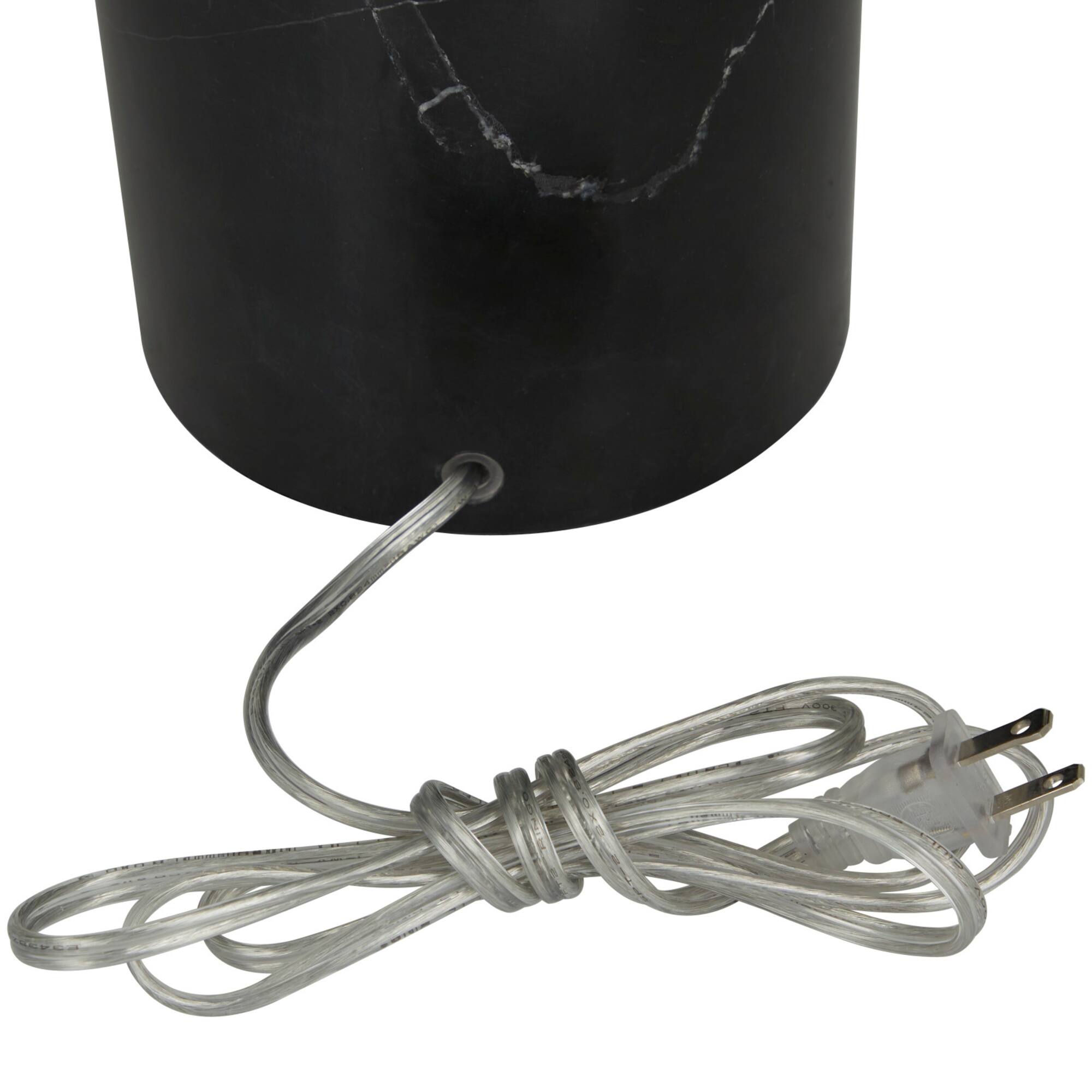 Black Marble Thick Stand Table Lamp with Drum Shade 15" x 15" x 24"